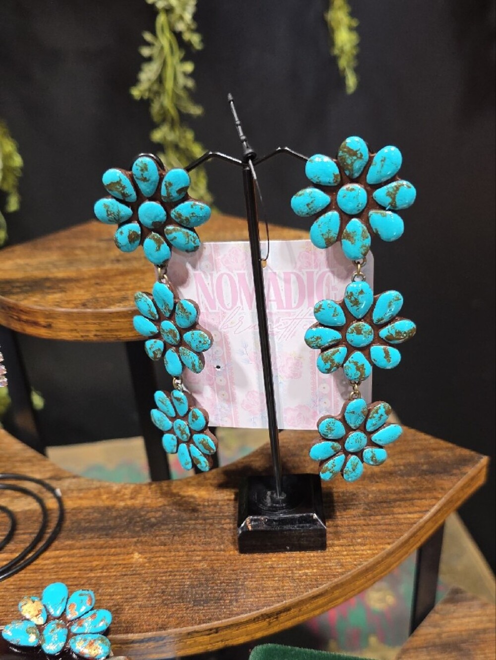 Artisan Made Turquoise Floral Statement Earrings!